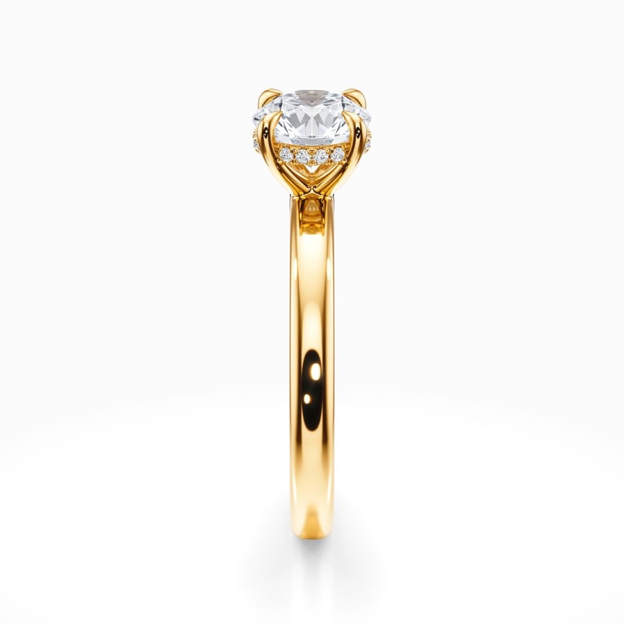 Hidden Diamond Halo Engagement Ring in Yellow Gold (2.6 mm)