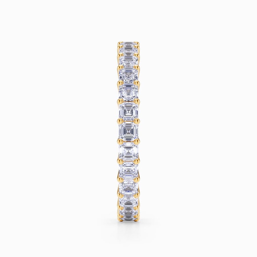 Asscher Cut U Prong Eternity Band In Yellow Gold (1.98 Carat)