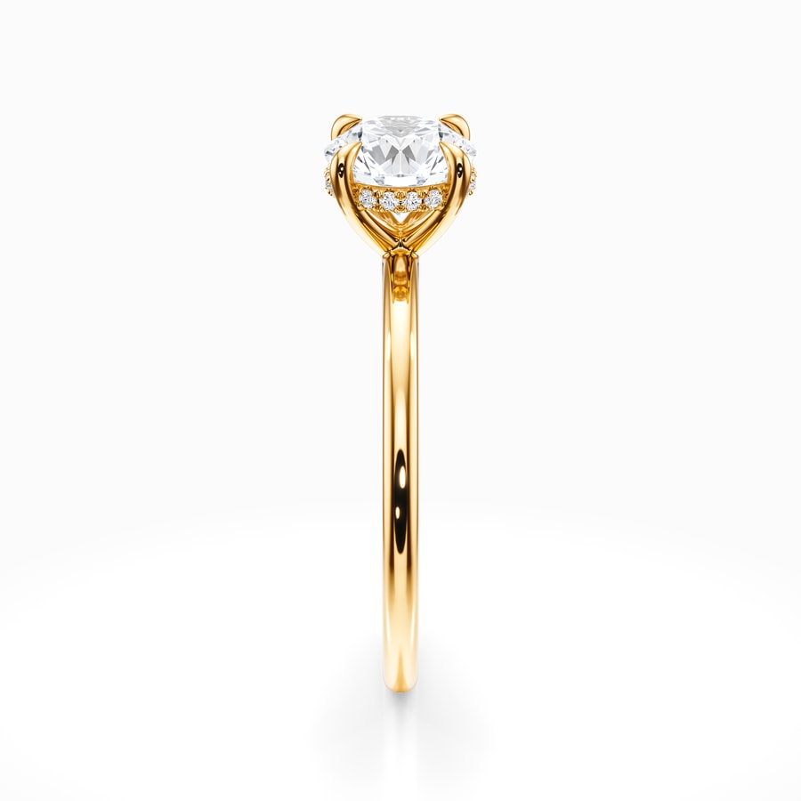 Hidden Diamond Halo Engagement Ring in Yellow Gold