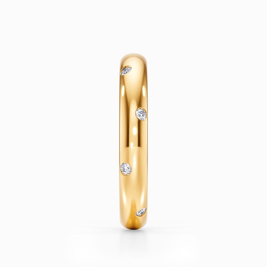 Inset Diamond Wedding Ring in Yellow Gold (3 mm)