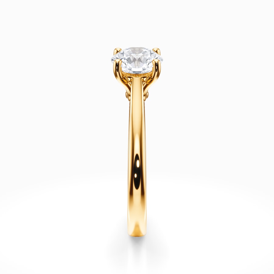 Petite Cathedral Solitaire Engagement Ring in Yellow Gold