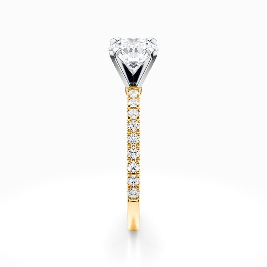 Petite Pave Diamond Engagement Ring In Yellow Gold (0.22 Carat)