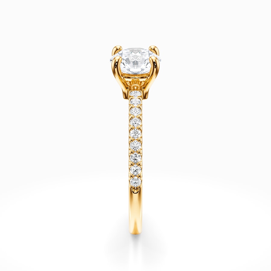 Scallop Diamond Engagement Ring in Yellow Gold (0.18 Carat)