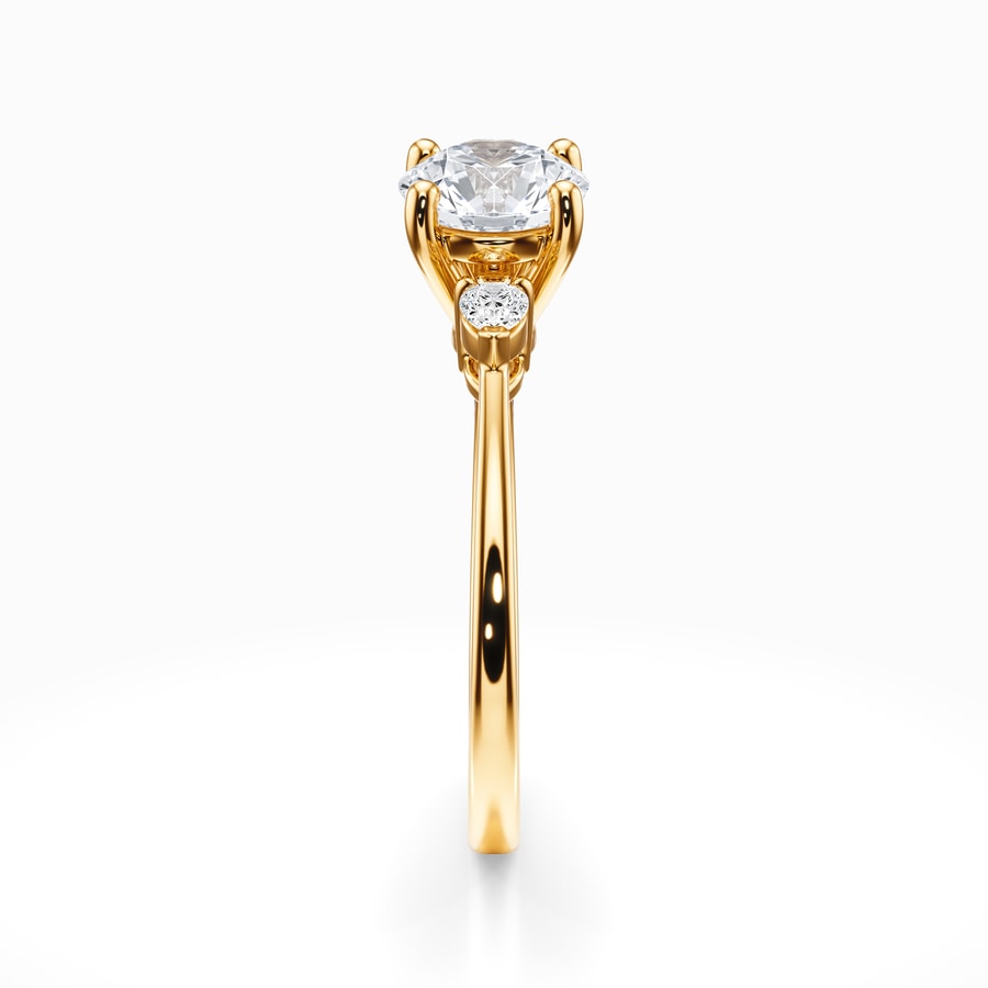Three-Stone Pear Cut Diamond Ring In Yellow Gold (0.24 Carat)