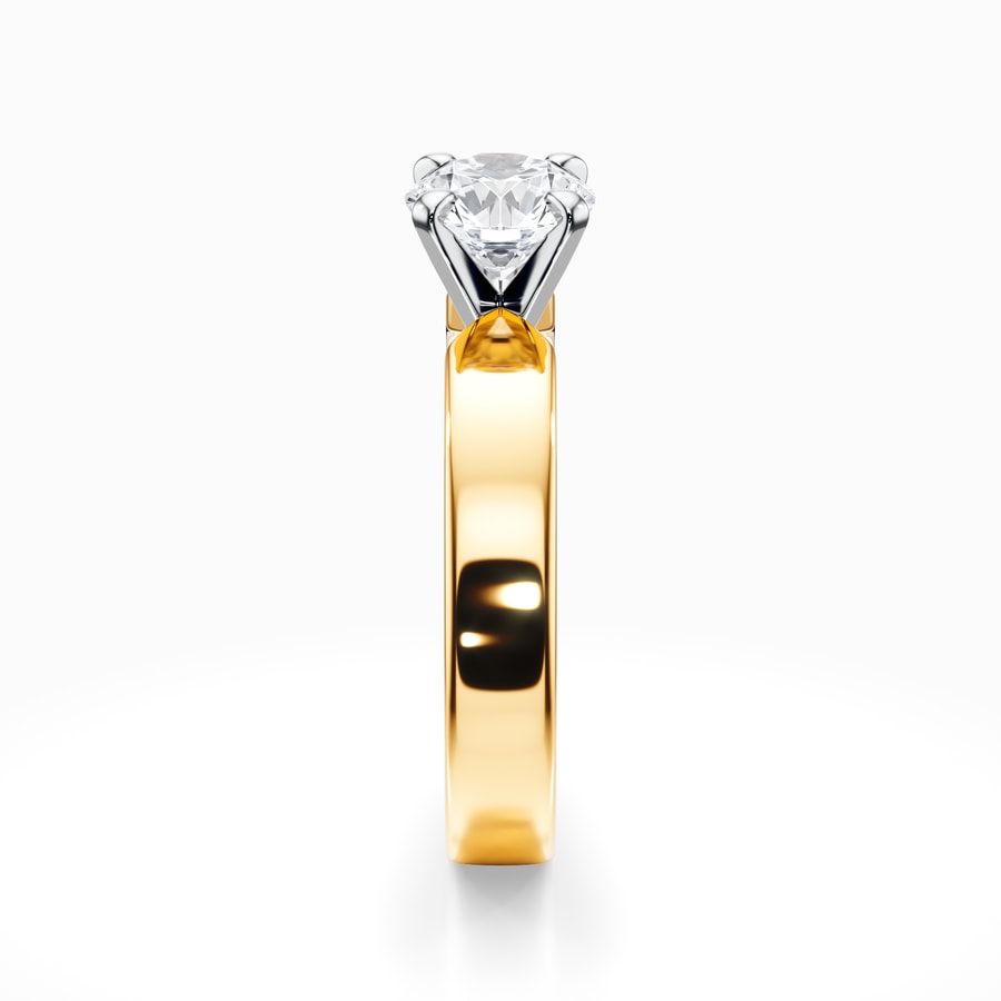 Flat Solitaire Engagement Ring in Yellow Gold (4 mm)