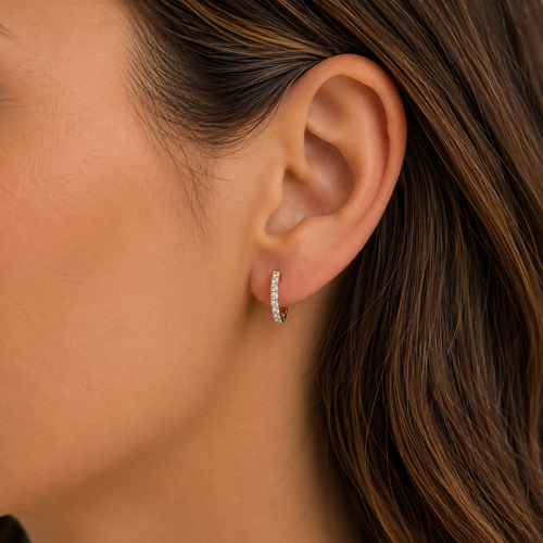 14 MM Diamond Huggie Earrings
