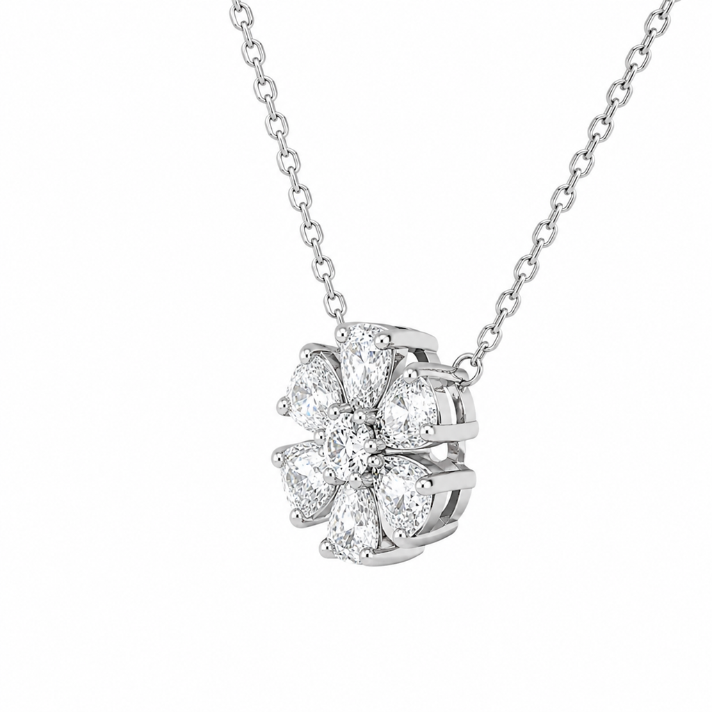 Diamond Flower Pendant Necklace