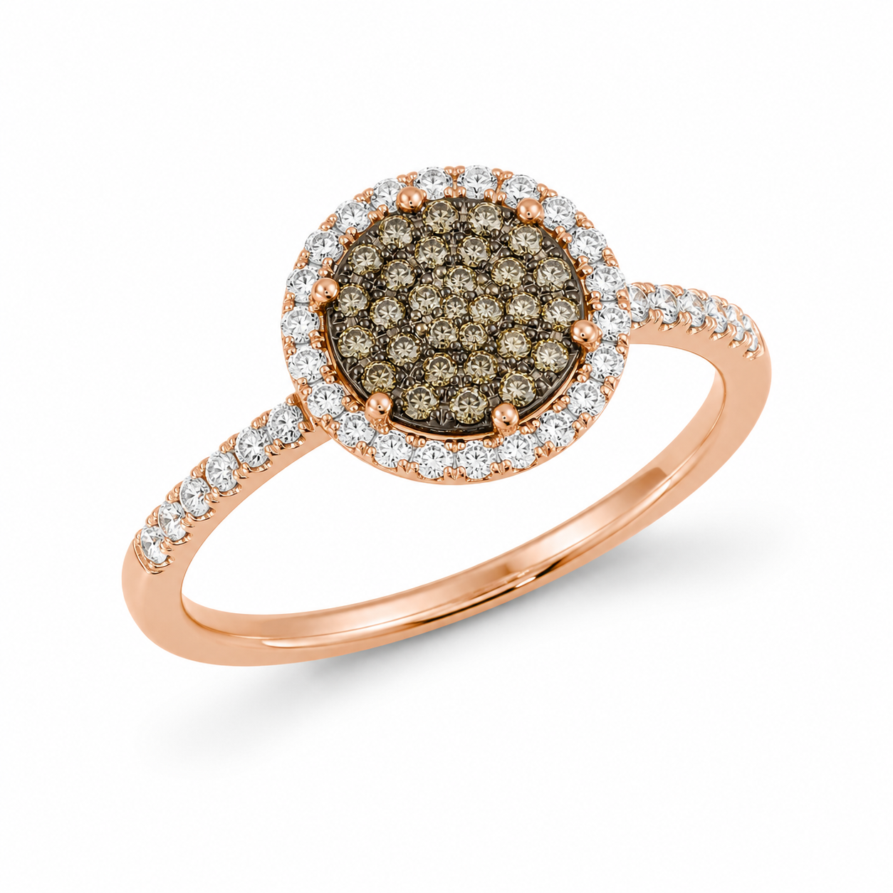 Champagne & White Diamond Halo Ring