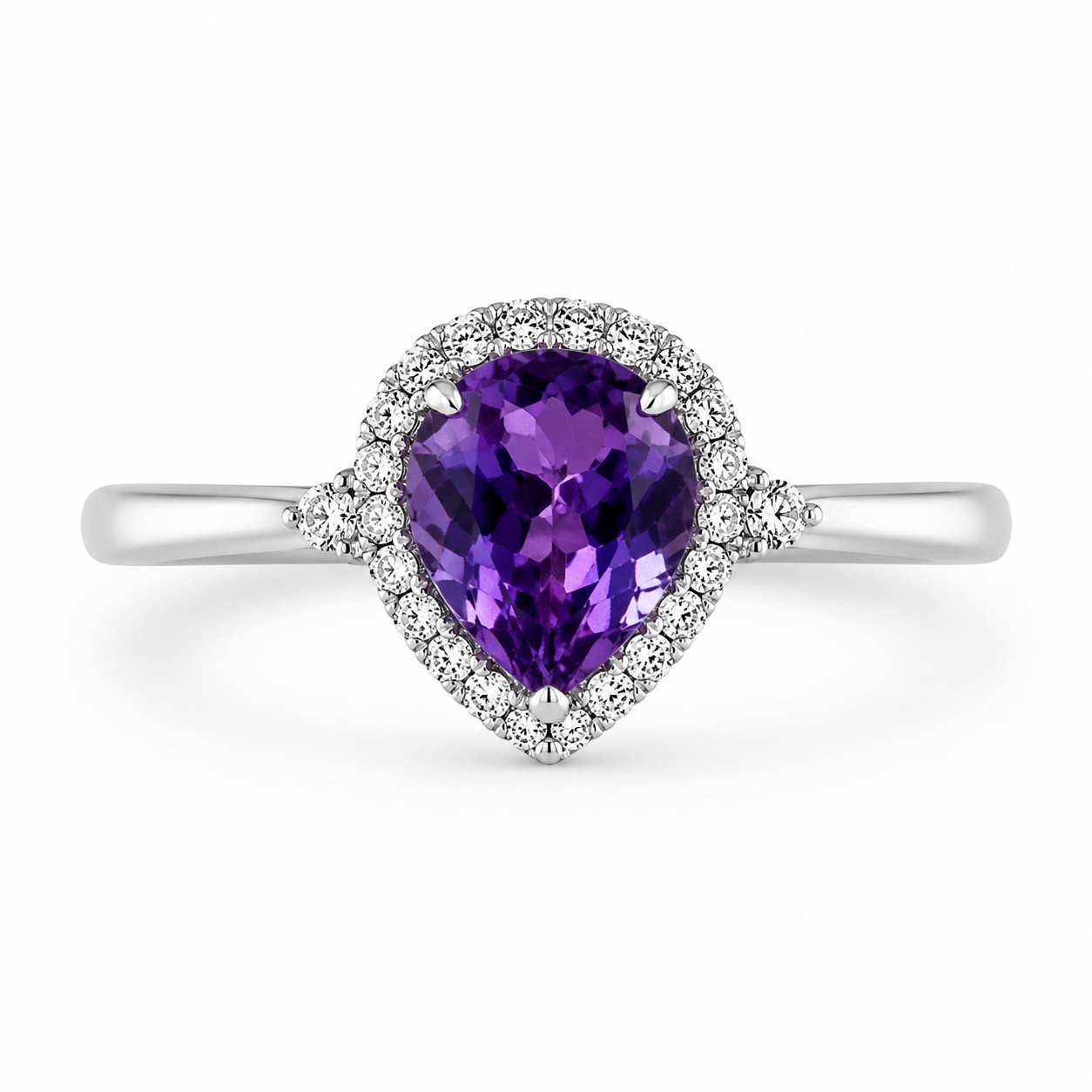 Vintage Amethyst & Diamond Halo Ring
