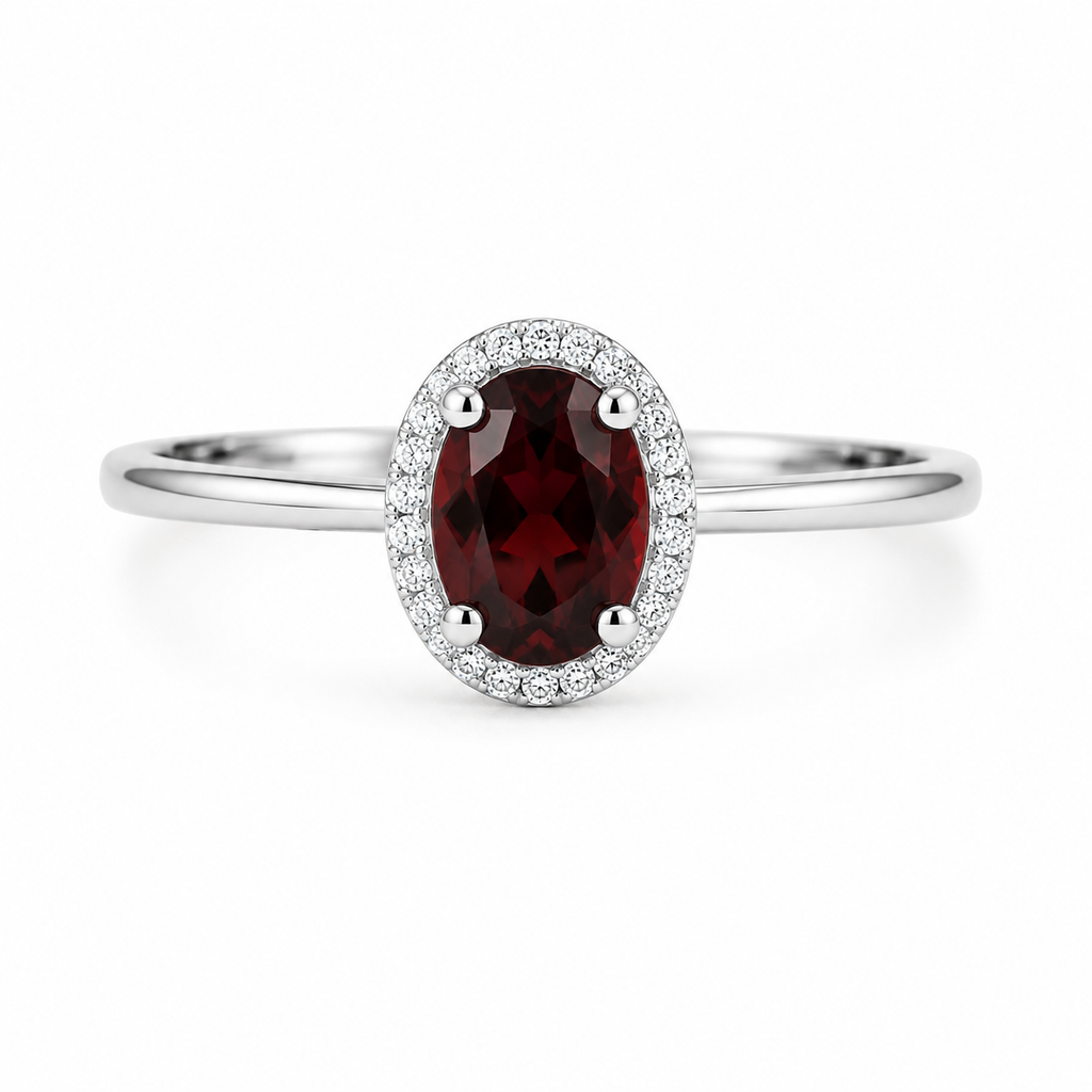 Garnet Halo Ring