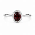 Garnet Halo Ring