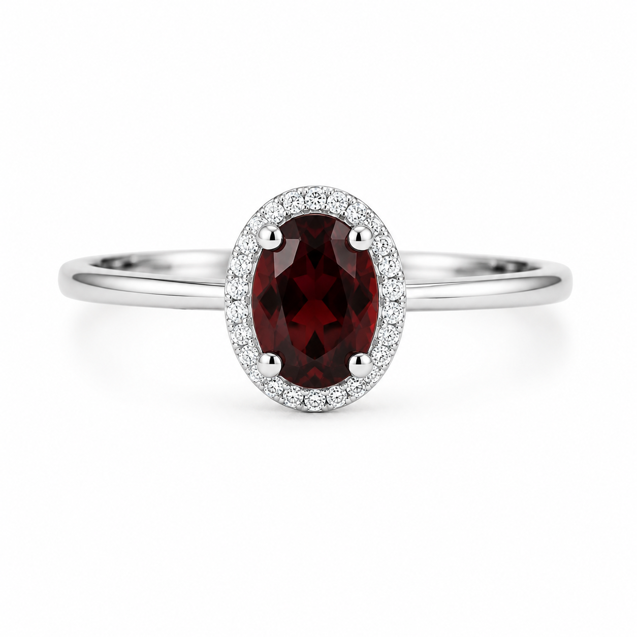 Garnet Halo Ring