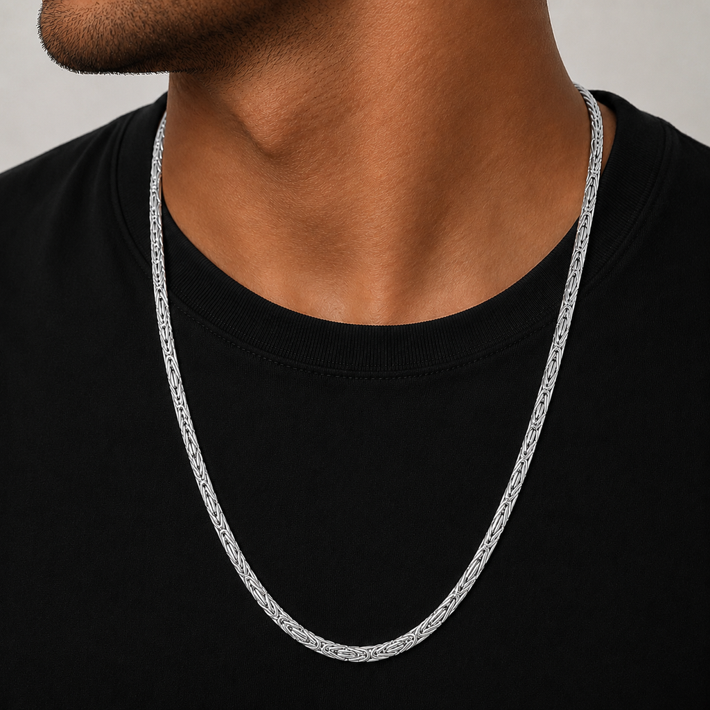 14K Solid Gold Byzantine Necklace 4 mm