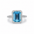 Blue Topaz & Aquamarine Halo Ring