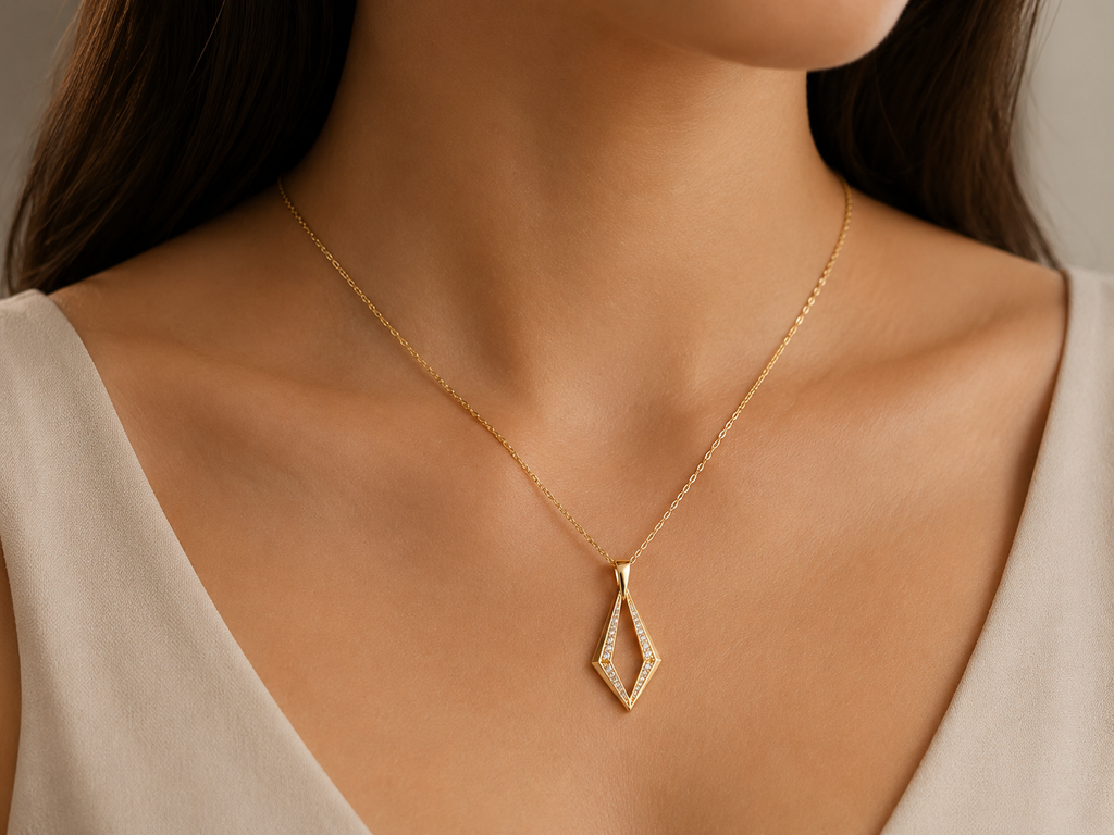 Diamond Geometric Pendant Necklace