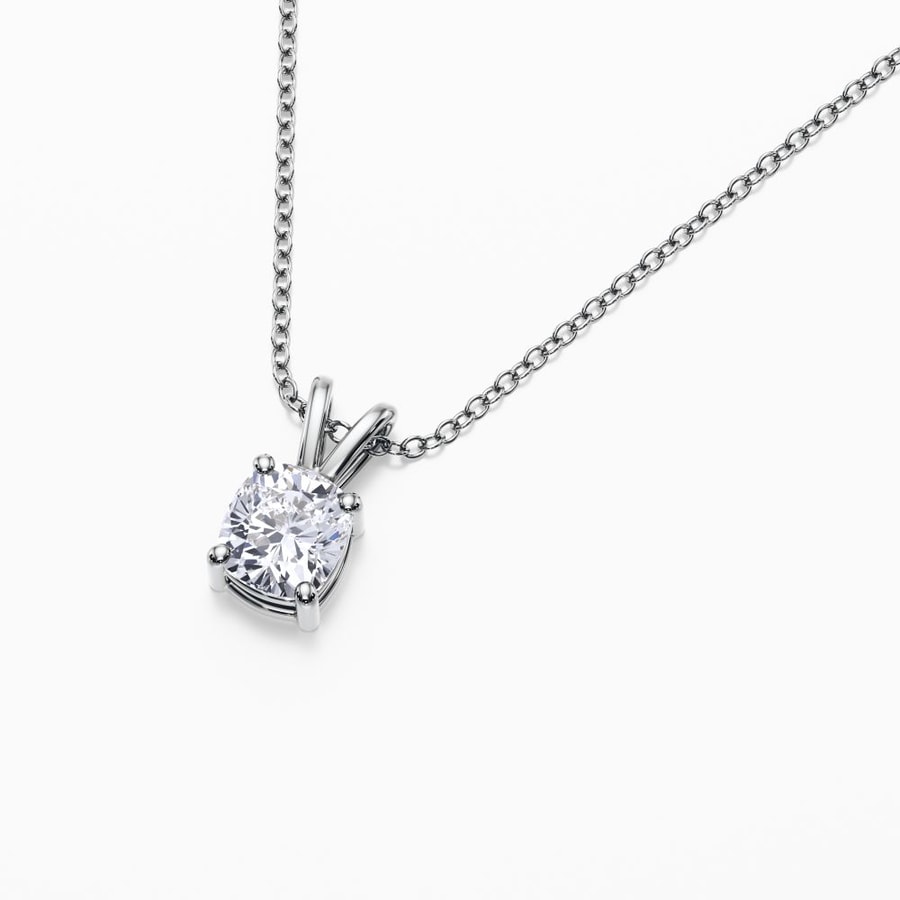 1/2 Carat Lab Grown Cushion Pendant in White Gold