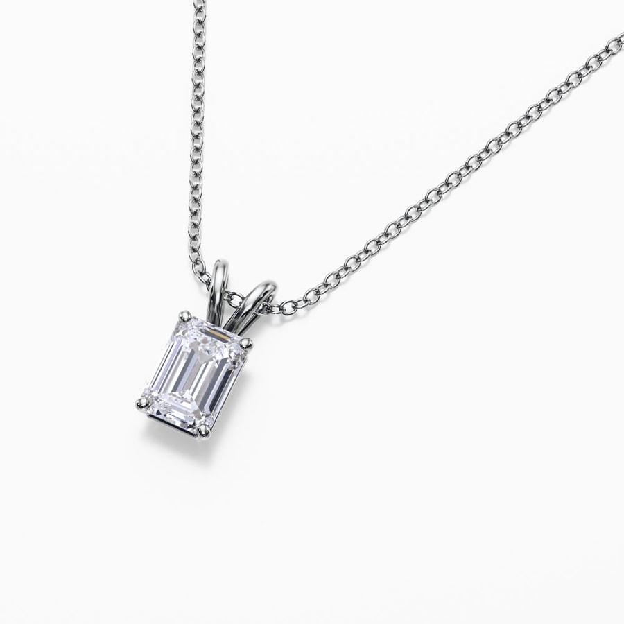 1/2 Carat Lab Diamond Emerald Pendant in White Gold
