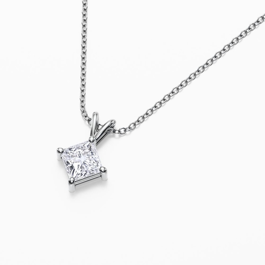 1/2 Carat Lab Diamond Princess Pendant in White Gold