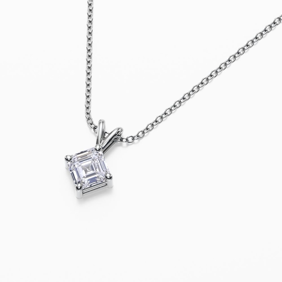 1/2 Carat Lab Grown Asscher Pendant in White Gold