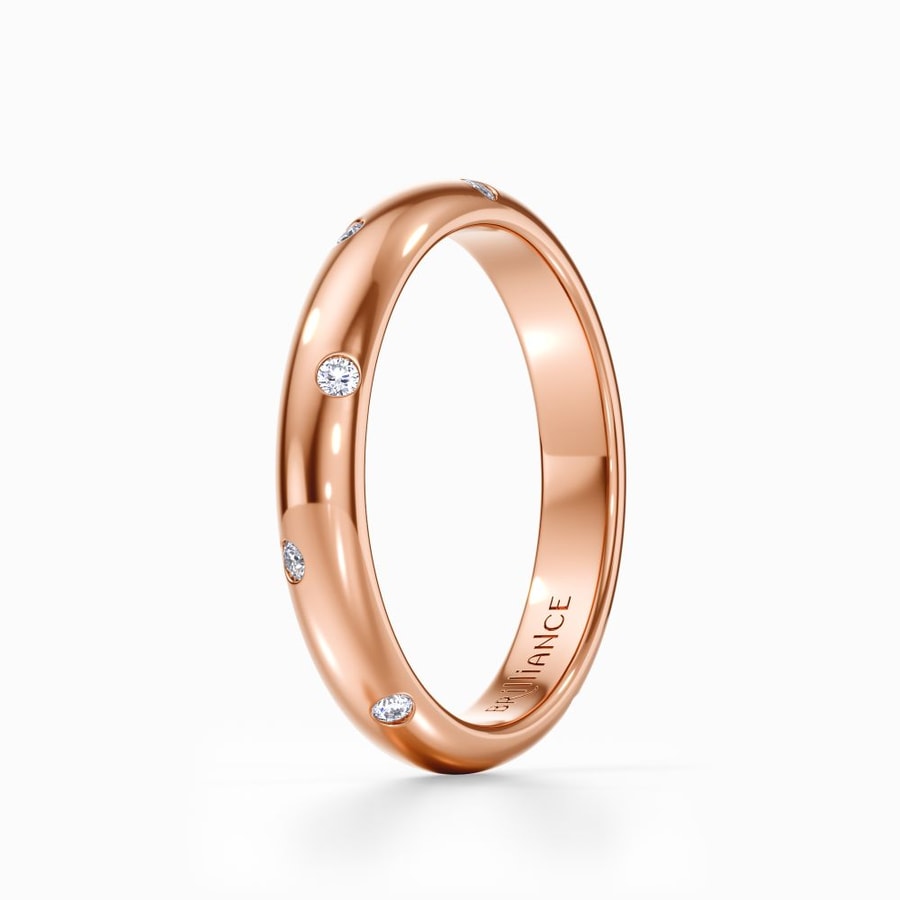 Inset Diamond Wedding Ring in Rose Gold (3 mm)