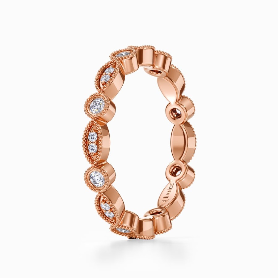 Vintage Edwardian Diamond Eternity Band In Rose Gold