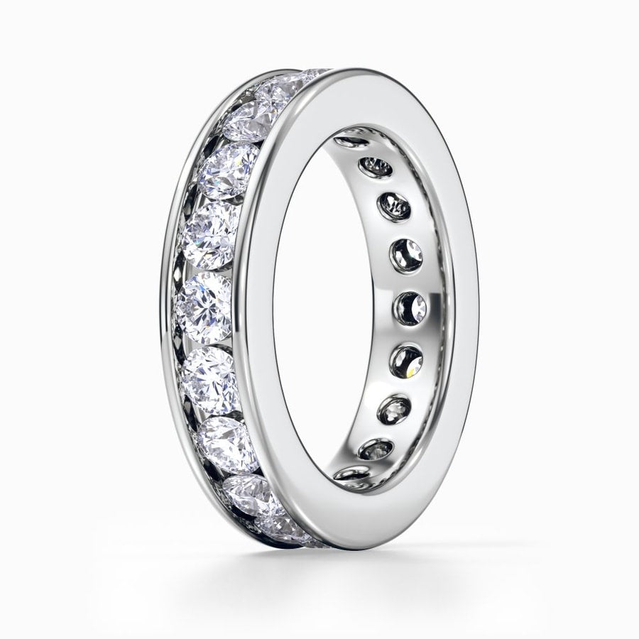 Channel Set Diamond Eternity Ring In White Gold (2.98 Carat)