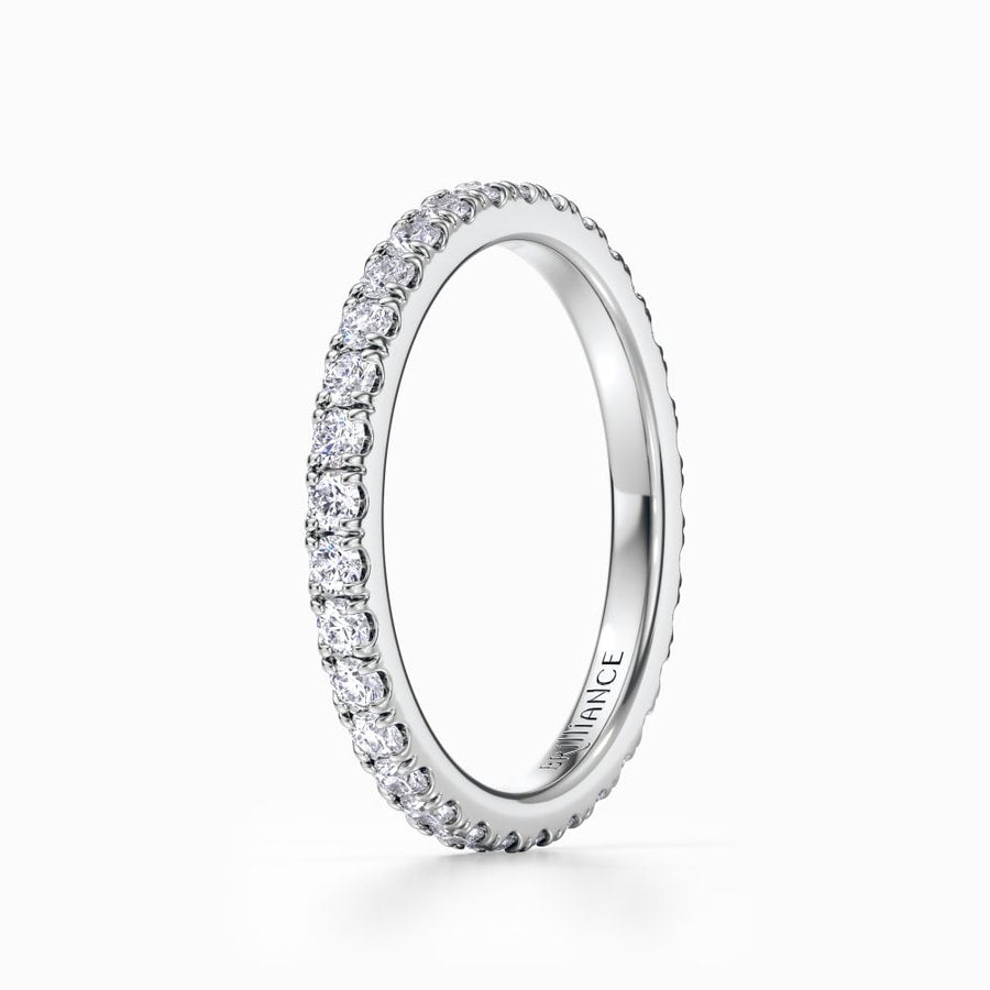 Petite Pave Diamond Eternity Ring In White Gold (0.83 Carat)