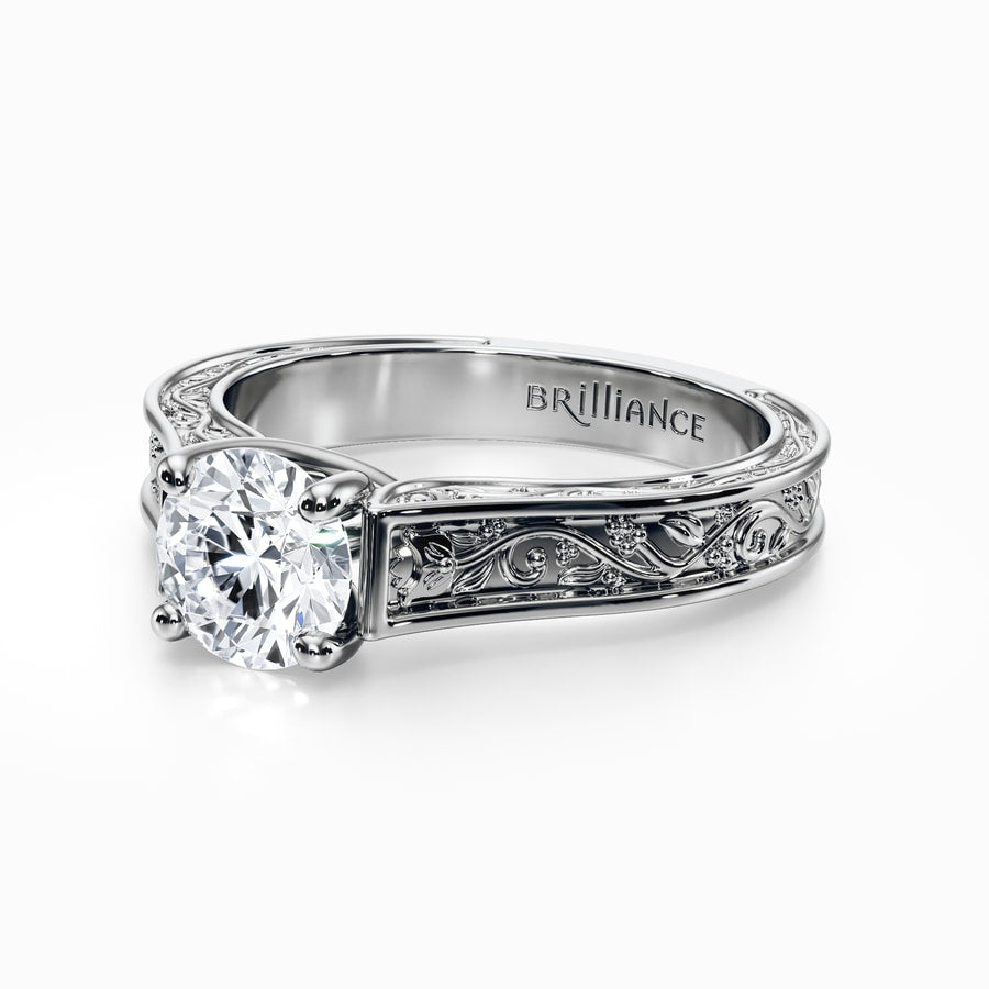 Antique Solitaire Engagement Ring in White Gold
