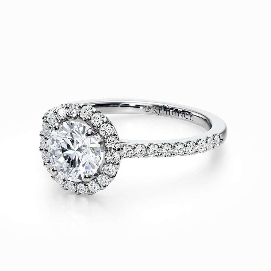 Halo Diamond Engagement Ring in White Gold