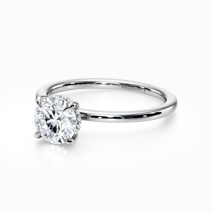 Hidden Diamond Halo Engagement Ring in White Gold