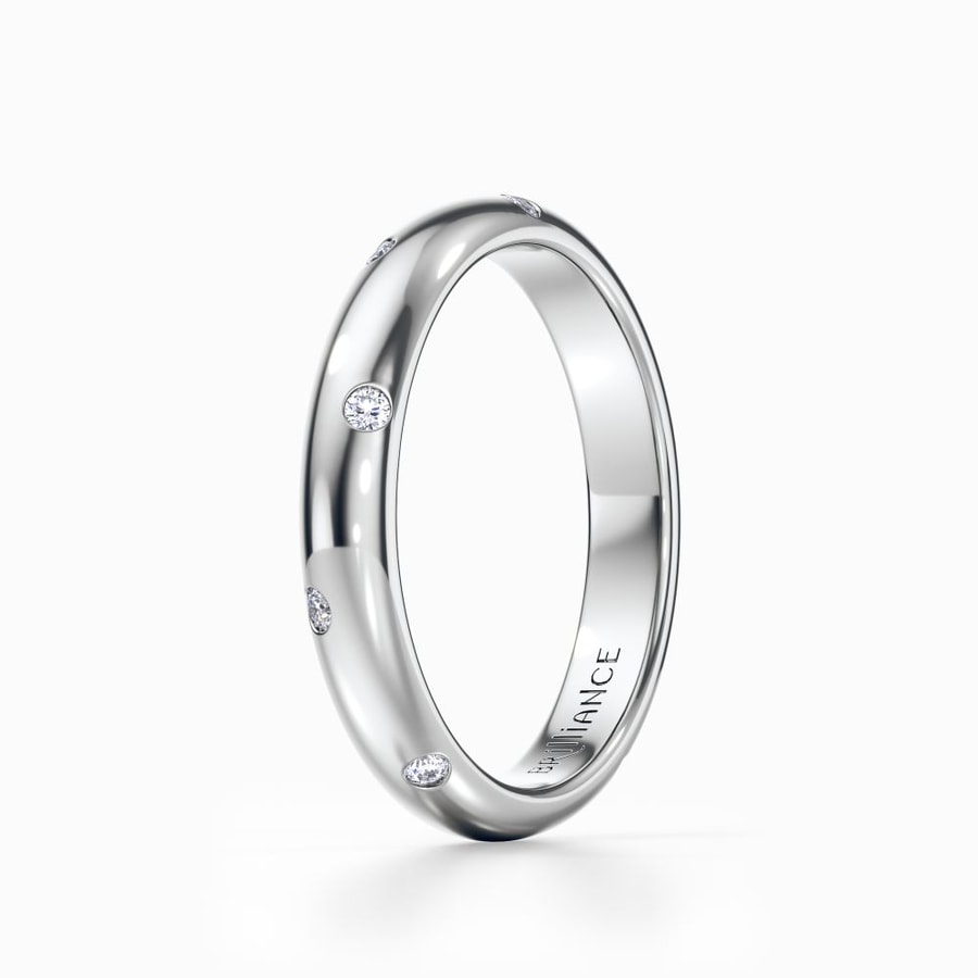 Inset Diamond Wedding Ring in White Gold (3 mm)