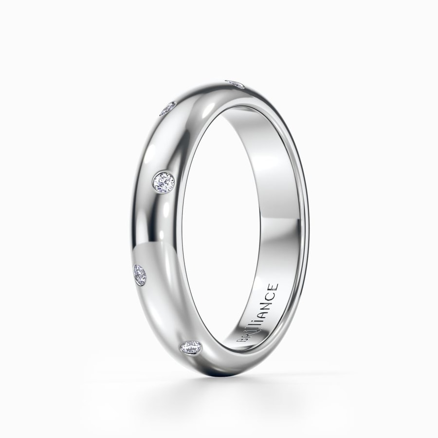 Inset Diamond Wedding Ring in Platinum (4 mm)