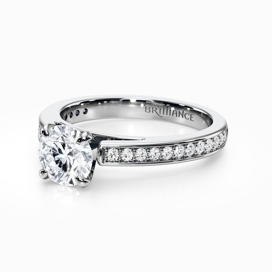 Pave Cathedral Engagement Ring In White Gold (0.24 carat)