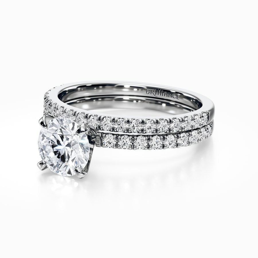 Petite Pave Diamond Bridal Set in White Gold