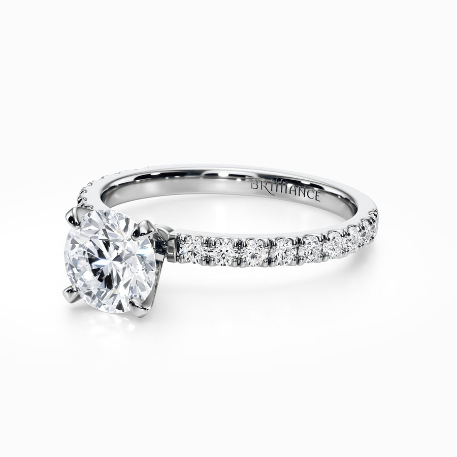 Petite Pave Diamond Engagement Ring in White Gold (0.32 Carat)