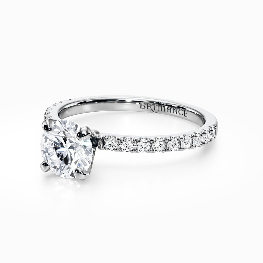 Petite Pave Diamond Engagement Ring in White Gold (0.22 carat)
