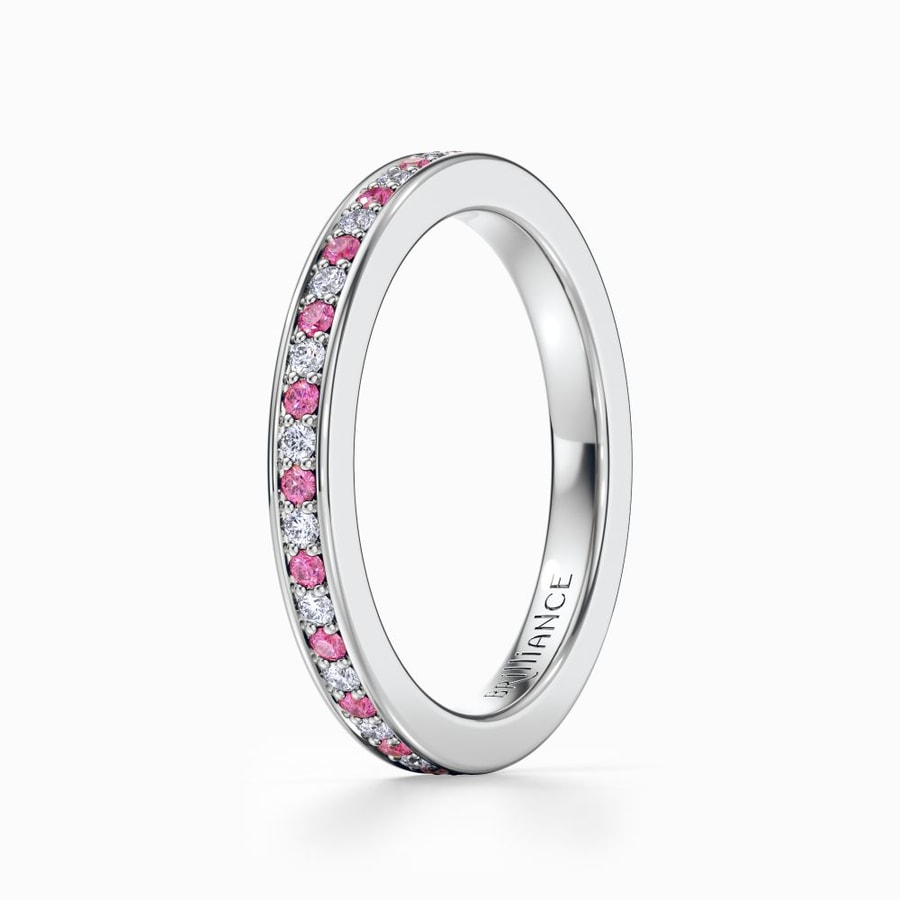 Pink Sapphire And Diamond Eternity Ring In Platinum
