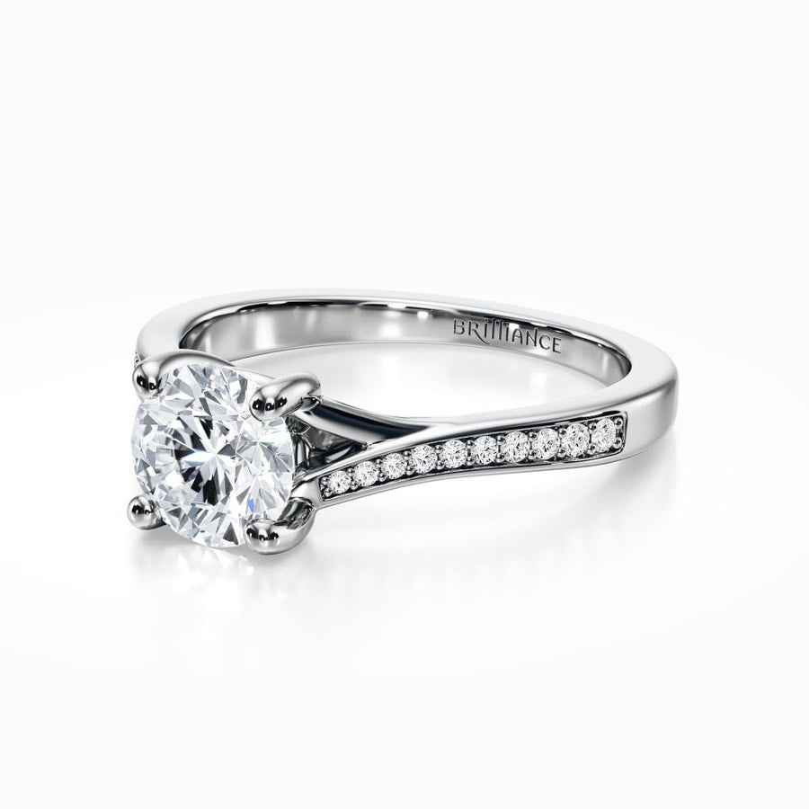 Split Shank Micro Pave Engagement Ring in White Gold