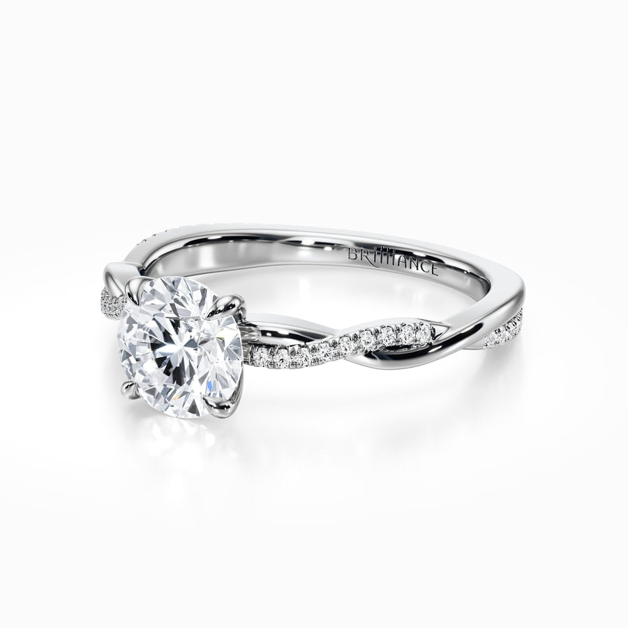 Twisted Band Engagement Ring In White Gold