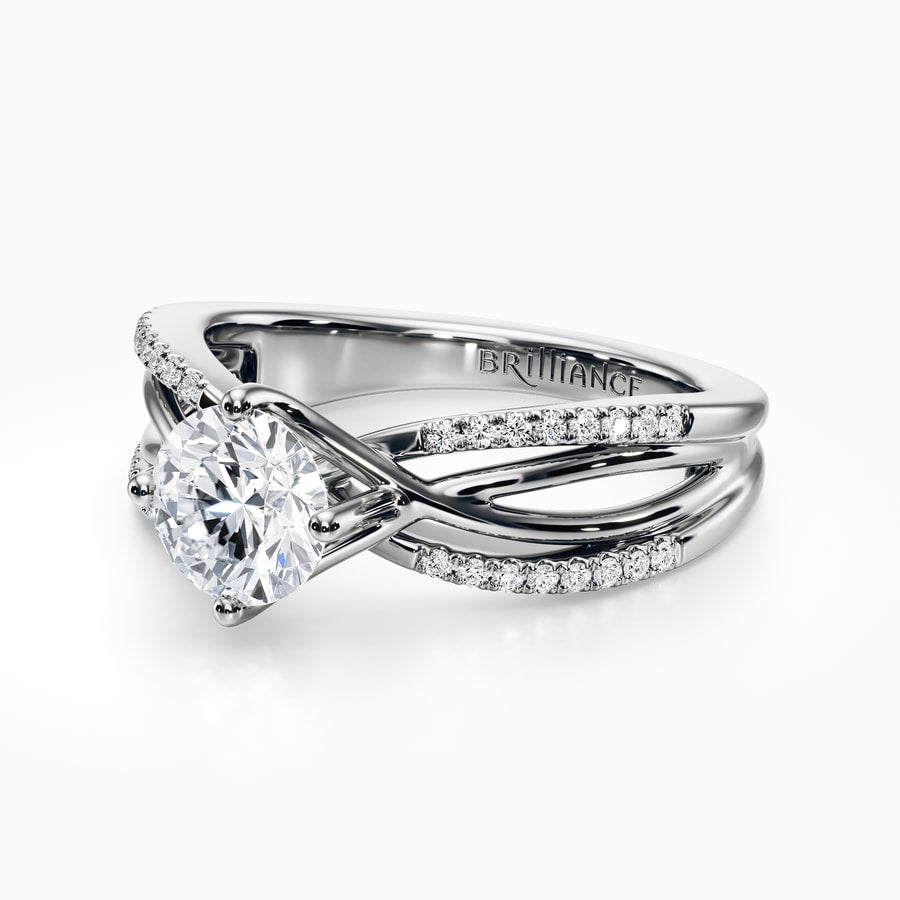 Twisted Split Shank Diamond Engagement Ring in White Gold