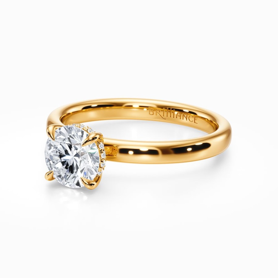 Hidden Diamond Halo Engagement Ring in Yellow Gold (2.6 mm)