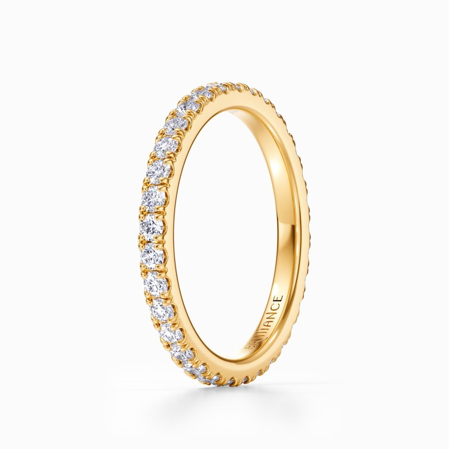 Petite Pave Diamond Eternity Ring In Yellow Gold (0.83 Carat)
