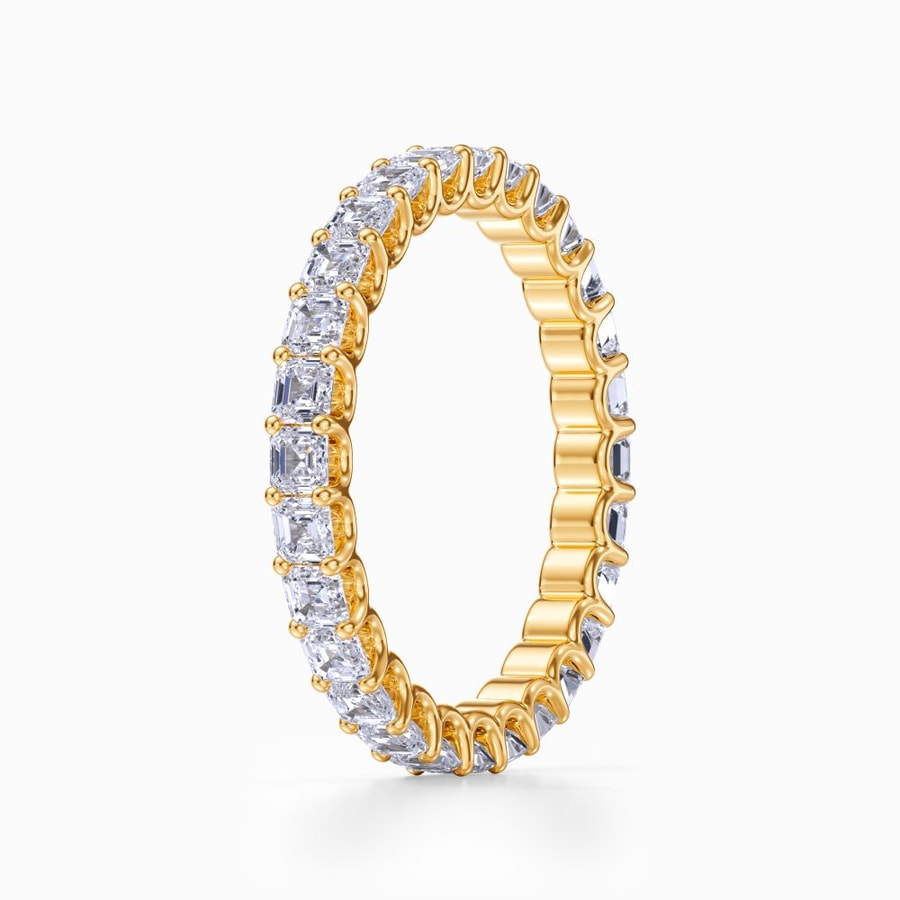 Asscher Cut U Prong Eternity Band In Yellow Gold (1.98 Carat)