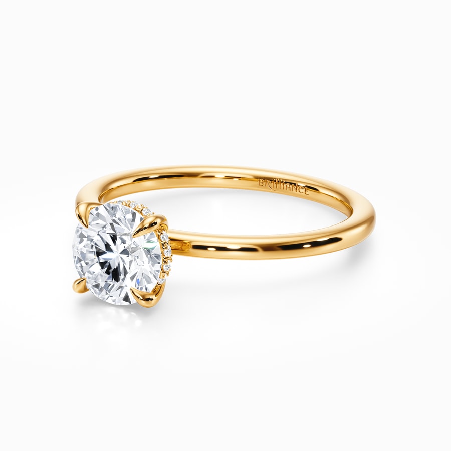 Hidden Diamond Halo Engagement Ring in Yellow Gold