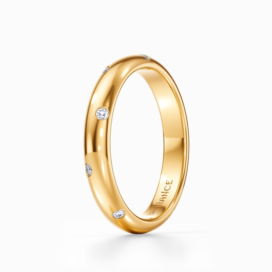 Inset Diamond Wedding Ring in Yellow Gold (3 mm)