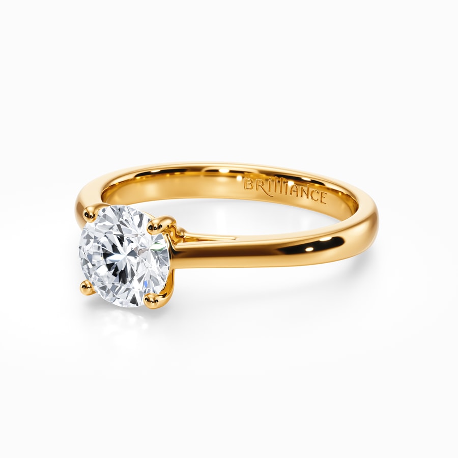 Petite Cathedral Solitaire Engagement Ring in Yellow Gold