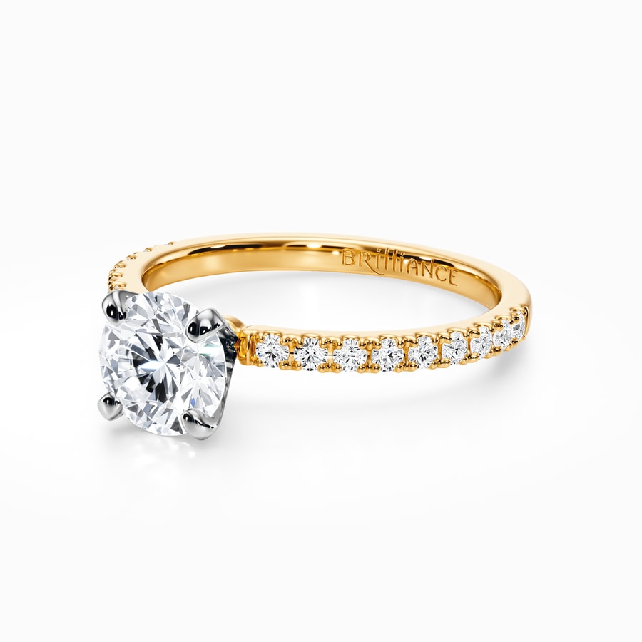 Petite Pave Diamond Engagement Ring In Yellow Gold (0.22 Carat)