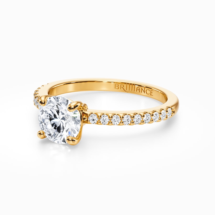 Scallop Diamond Engagement Ring in Yellow Gold (0.18 Carat)