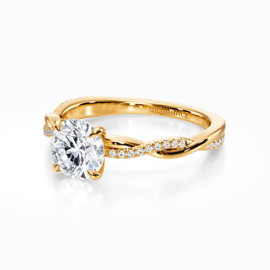 Twisted Band Engagement Ring In Yellow Gold