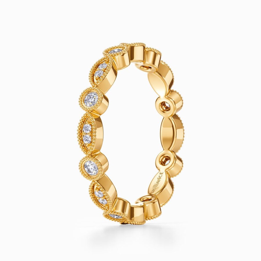 Vintage Edwardian Diamond Eternity Band In Yellow Gold